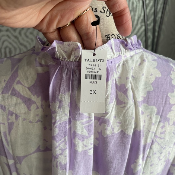 Talbots floral lilac blouse - Picture 5 of 6